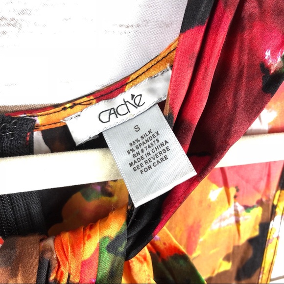 Cache bright floral silk blend sleeveless top - Picture 5 of 8